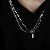 Collier Œil de Tigre Homme avec Chaîne Acier - Biloria