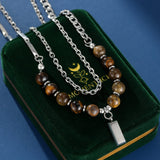 Collier Œil de Tigre Homme avec Chaîne Acier - Biloria