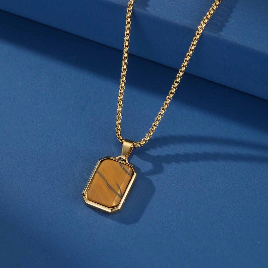 Collier Œil de Tigre Homme en Acier Inoxydable - Biloria