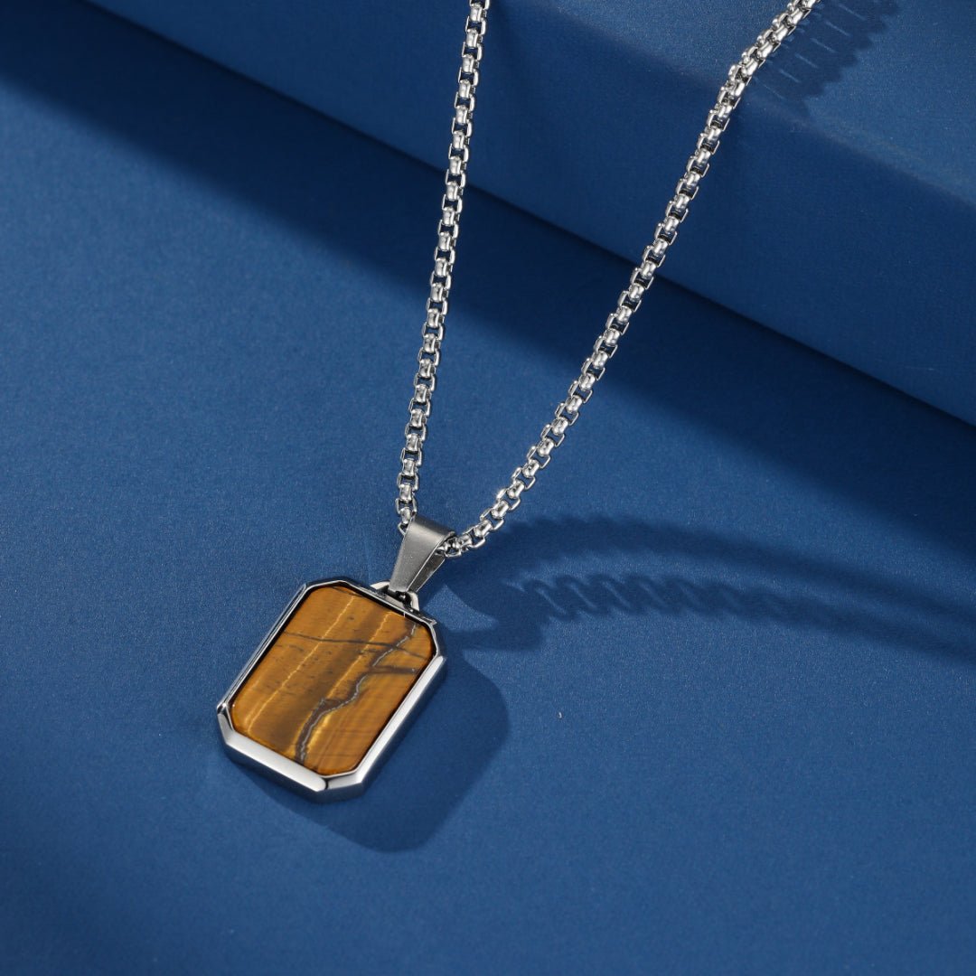 Collier Œil de Tigre Homme en Acier Inoxydable - Biloria