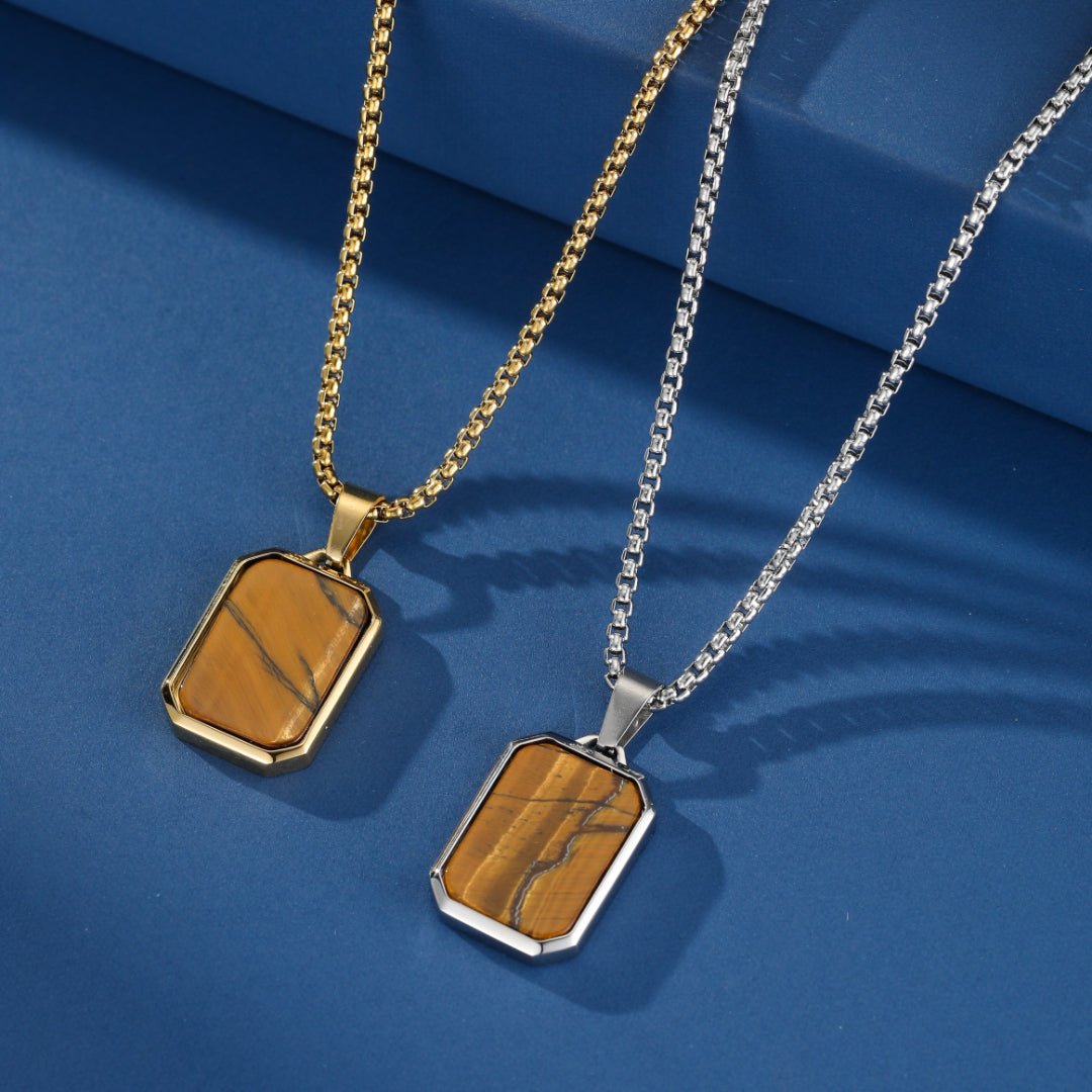 Collier Œil de Tigre Homme en Acier Inoxydable - Biloria