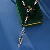 Collier Œil de Tigre Pendentif Dague Tibétaine - Biloria