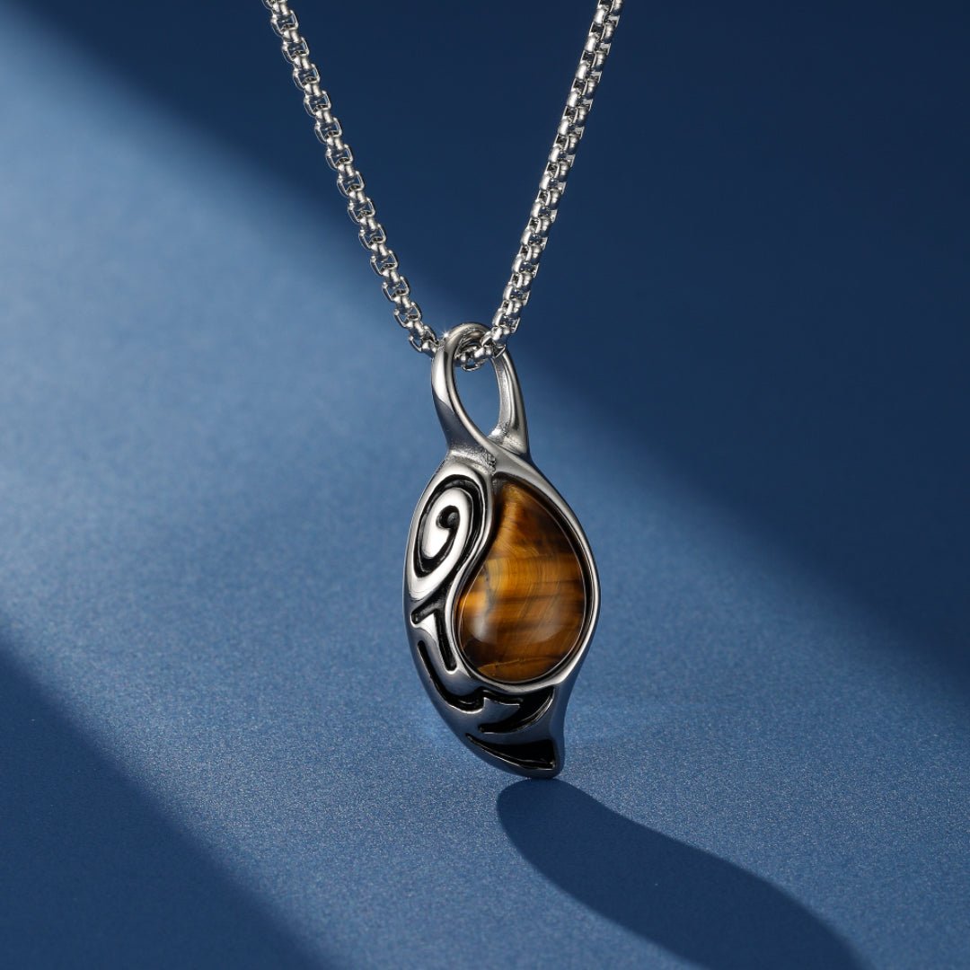 Collier Œil de Tigre – Pierre Protectrice en Acier Titane - Biloria