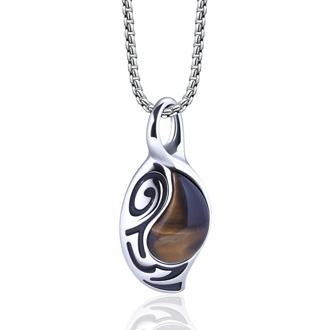 Collier Œil de Tigre – Pierre Protectrice en Acier Titane - Biloria