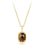 Collier Œil de Tigre Quartz Rose Charme Solaire Argent Plaqué Or - Biloria