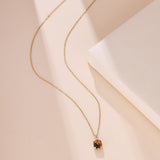Collier Œil de Tigre Quartz Rose Charme Solaire Argent Plaqué Or - Biloria