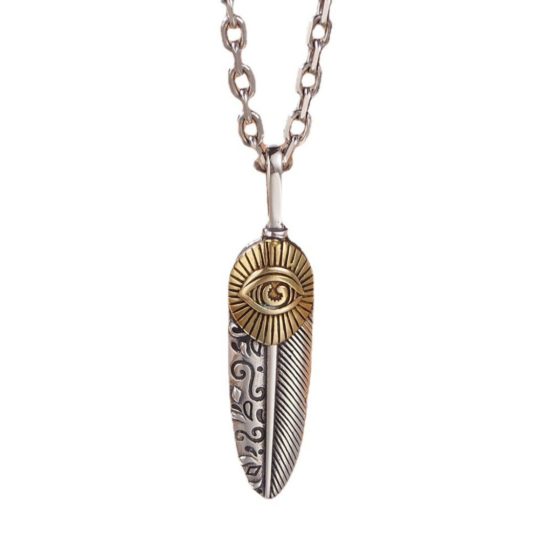Collier Œil Oudjat et Plume - Argent 925, Protection Spirituelle - Biloria
