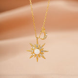 Collier Opale Cœur Solaire Lune Argent 925 - Biloria