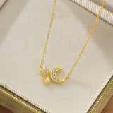 Collier Opale Éclat de Lune Argent Plaqué Or 18K Bijou Féminin - Biloria
