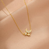 Collier Opale Éclat de Lune Argent Plaqué Or 18K Bijou Féminin - Biloria