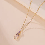 Collier Opale Goutte et Fleur Argent Plaqué Or - Biloria