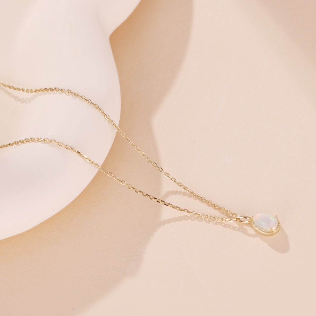 Collier Opale Naturelle Sagesse Argent Plaqué Or - Biloria