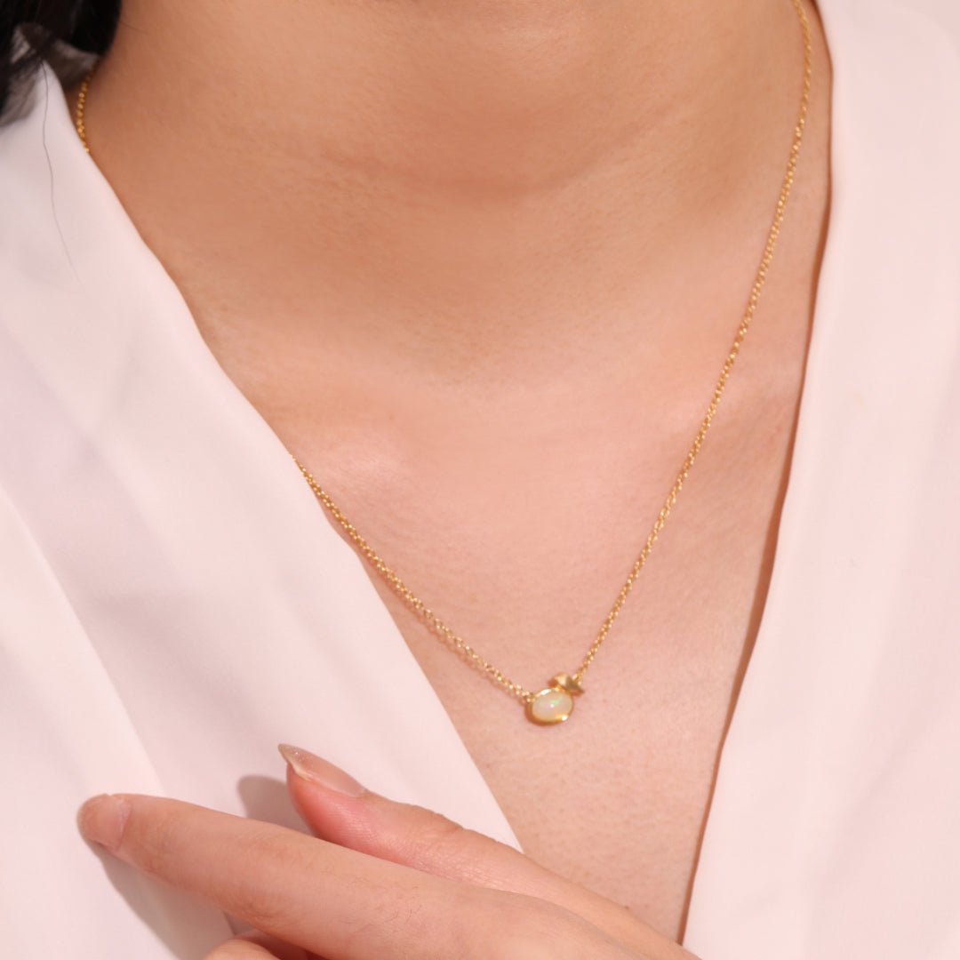 Collier Opale Oiseau Argent Plaqué Or – Bijou Harmonie - Biloria