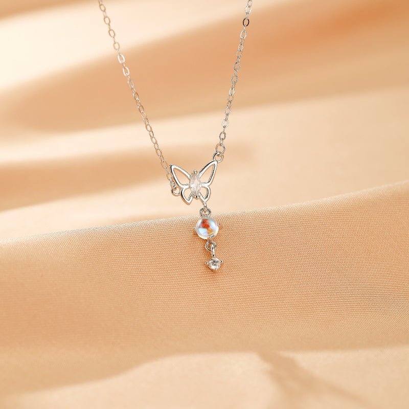 Collier Papillon Lunaire Pierre de Lune Argent - Biloria