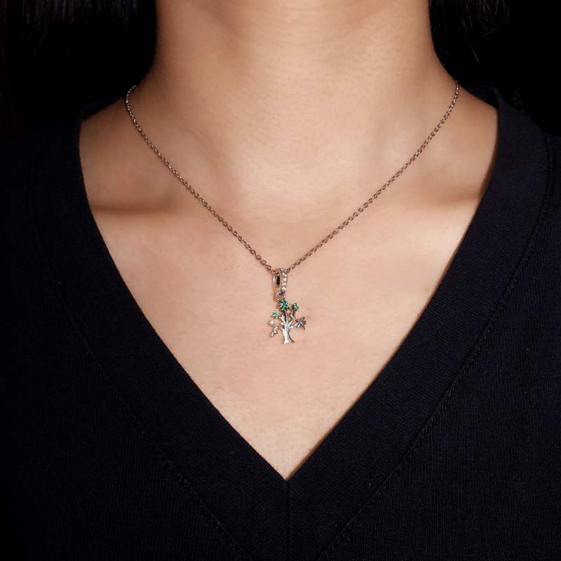 Collier Pendentif Arbre de Vie en Argent avec Zircon - Biloria