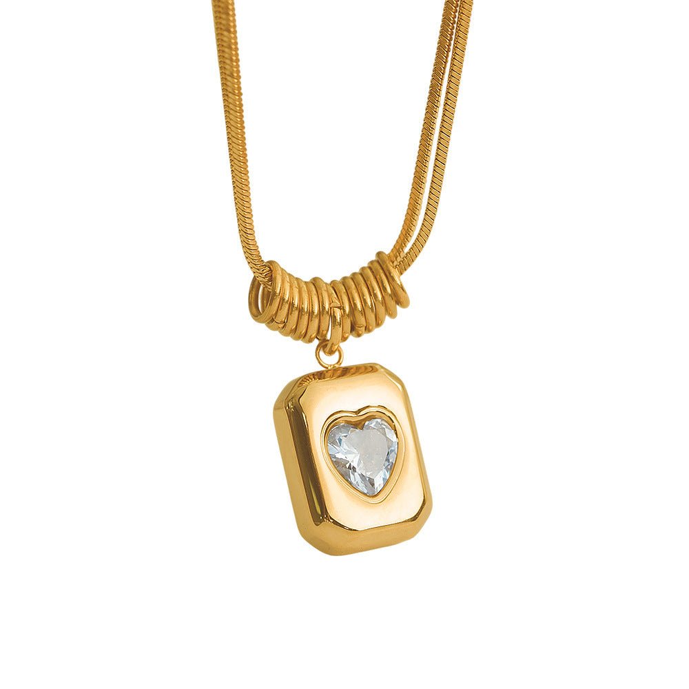 Collier Pendentif Cœur Scintillant en Zircon - Biloria