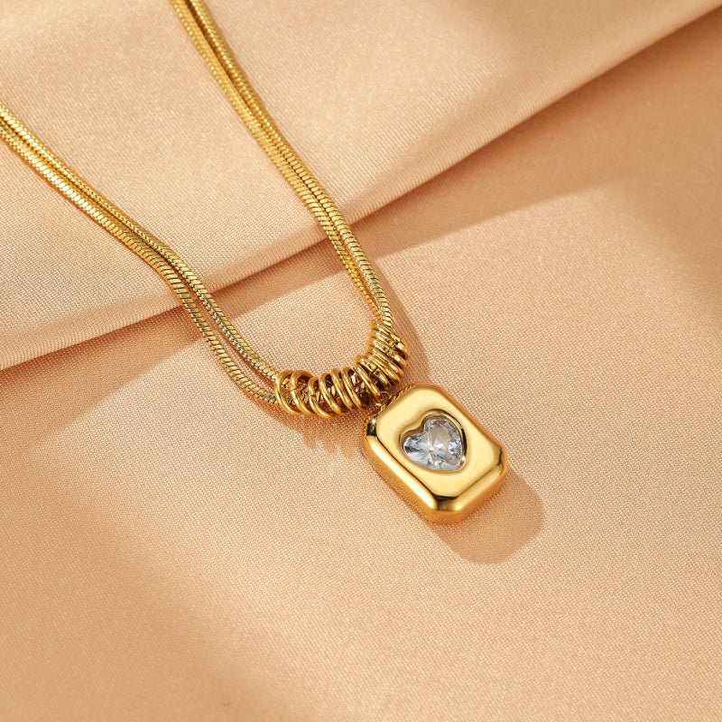 Collier Pendentif Cœur Scintillant en Zircon - Biloria