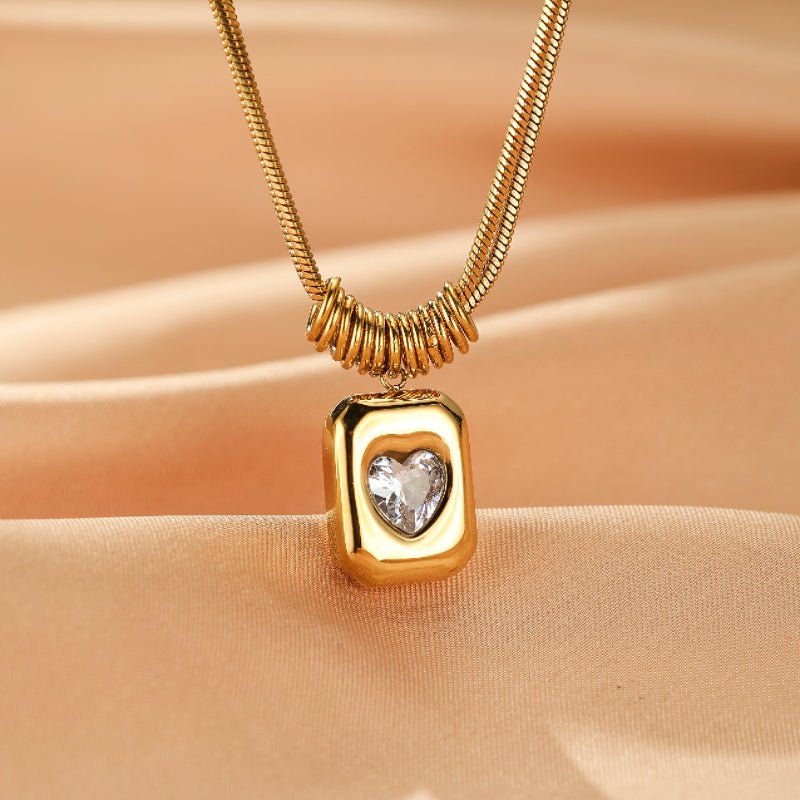 Collier Pendentif Cœur Scintillant en Zircon - Biloria