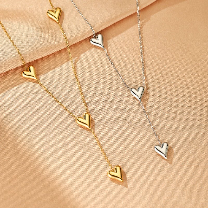 Collier Pendentif Cœurs Doré Acier Inoxydable 316L - Biloria