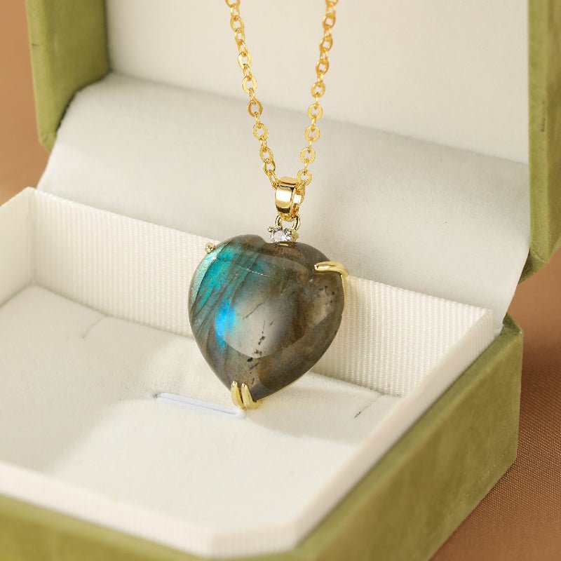 Collier Pendentif Labradorite Cœur - Protection et Intuition - Biloria
