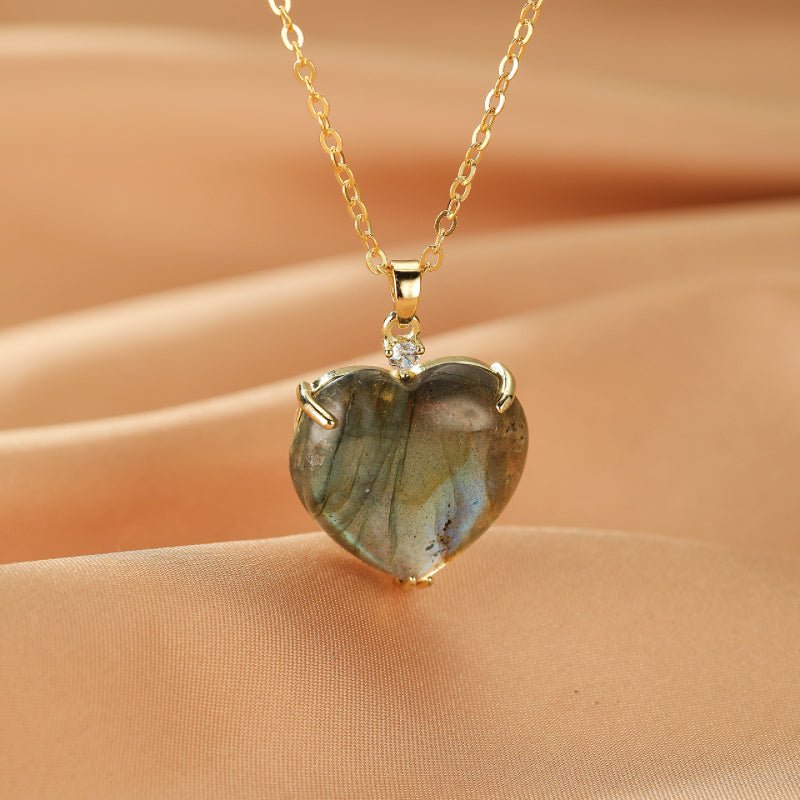 Collier Pendentif Labradorite Cœur - Protection et Intuition - Biloria