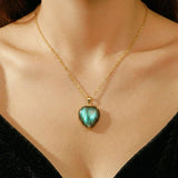 Collier Pendentif Labradorite Cœur - Protection et Intuition - Biloria