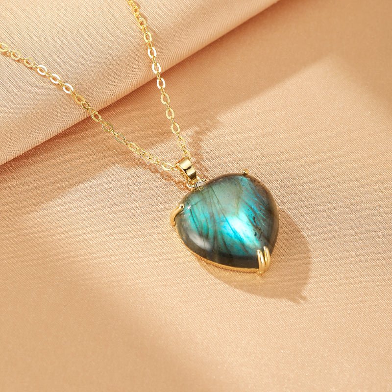 Collier Pendentif Labradorite Cœur - Protection et Intuition - Biloria