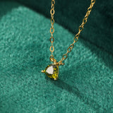 Collier Péridot Argent Plaqué Or - Idée Cadeau Lumineuse - Biloria