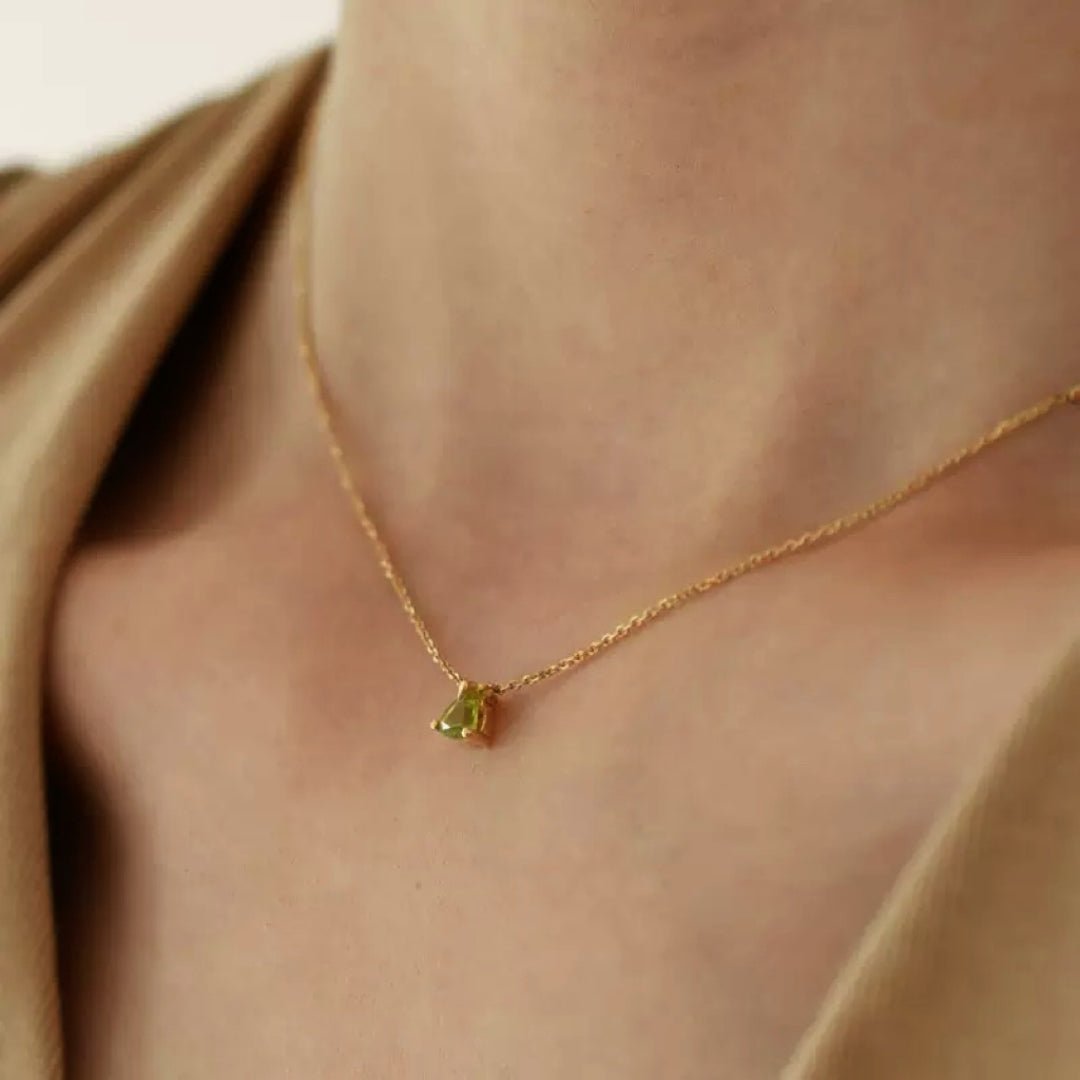 Collier Péridot Argent Plaqué Or - Idée Cadeau Lumineuse - Biloria