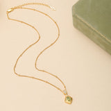Collier Péridot en Argent Plaqué Or – Éclat Ciselé - Biloria