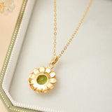 Collier Péridot Fleur Rayonnante, Argent Plaqué Or 3,4g - Biloria