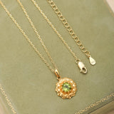 Collier Péridot Fleur Rayonnante, Argent Plaqué Or 3,4g - Biloria