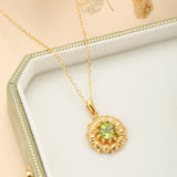 Collier Péridot Fleur Rayonnante, Argent Plaqué Or 3,4g - Biloria