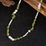 Collier Péridot Perles Nacre Argent Plaqué Or - Biloria