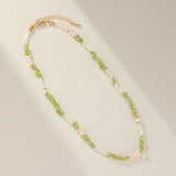 Collier Péridot Perles Nacre Argent Plaqué Or - Biloria