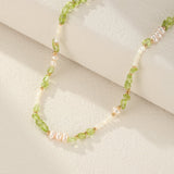 Collier Péridot Perles Nacre Argent Plaqué Or - Biloria