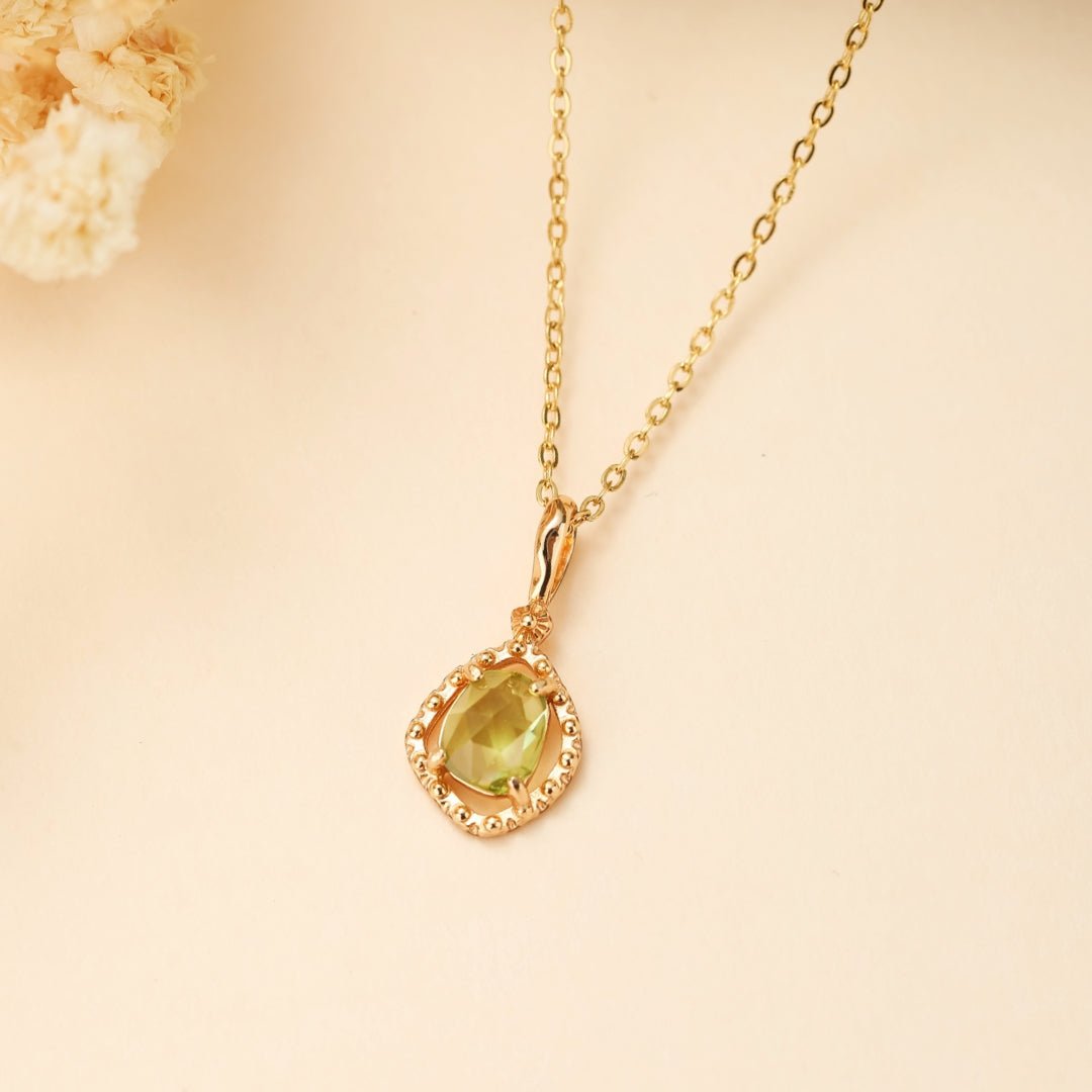 Collier Péridot Renaissance Argent Plaqué Or Bijou Énergisant - Biloria