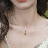 Collier Péridot Renaissance Argent Plaqué Or Bijou Énergisant - Biloria