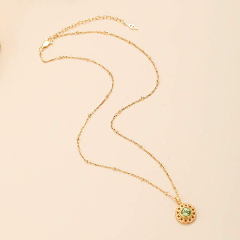 Collier Péridot Rond Argent Plaqué Or – Protection et Sérénité - Biloria