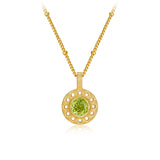 Collier Péridot Rond Argent Plaqué Or – Protection et Sérénité - Biloria