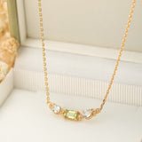 Collier Péridot Topaze Géométrique Argent Plaqué Or - Biloria
