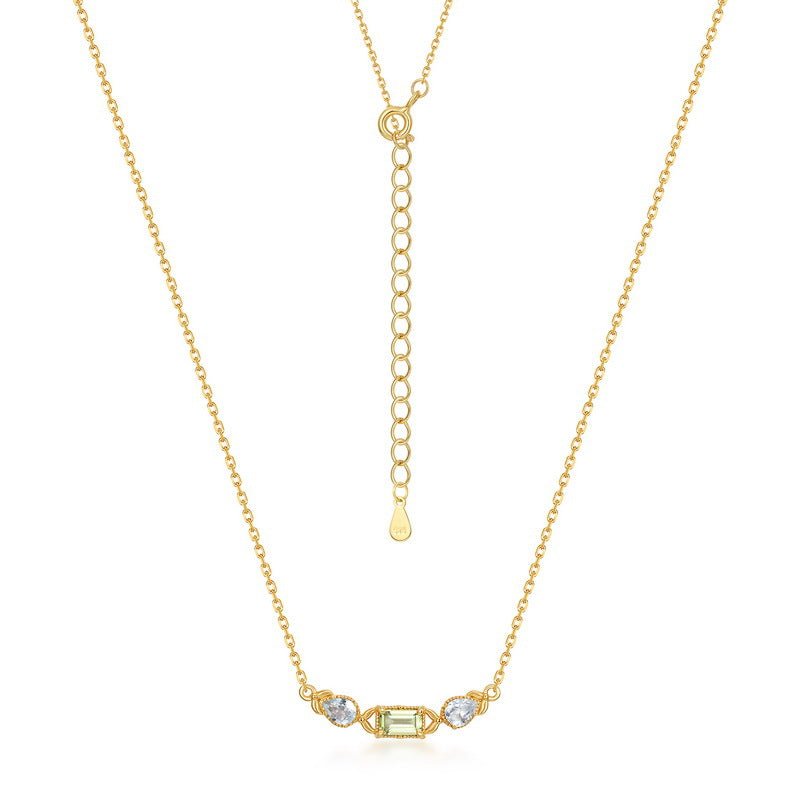 Collier Péridot Topaze Géométrique Argent Plaqué Or - Biloria