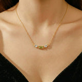 Collier Péridot Topaze Géométrique Argent Plaqué Or - Biloria