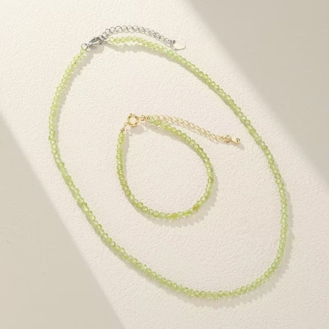 Collier Péridot Vert Nature Gouttes Rosée - Biloria