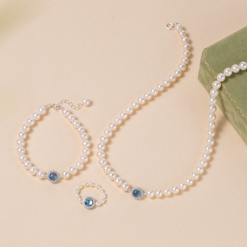 Collier Perle Aigue Marine Argent 925 – Bijou Harmonie Océanique - Biloria
