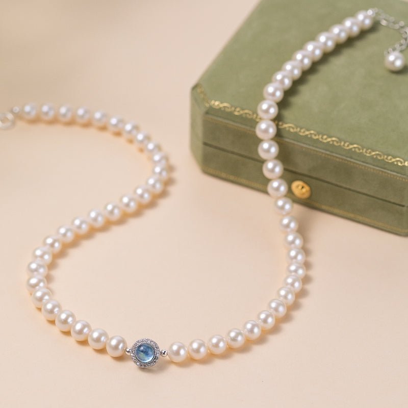 Collier Perle Aigue Marine Argent 925 – Bijou Harmonie Océanique - Biloria