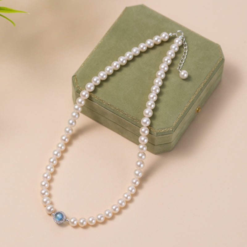 Collier Perle Aigue Marine Argent 925 – Bijou Harmonie Océanique - Biloria