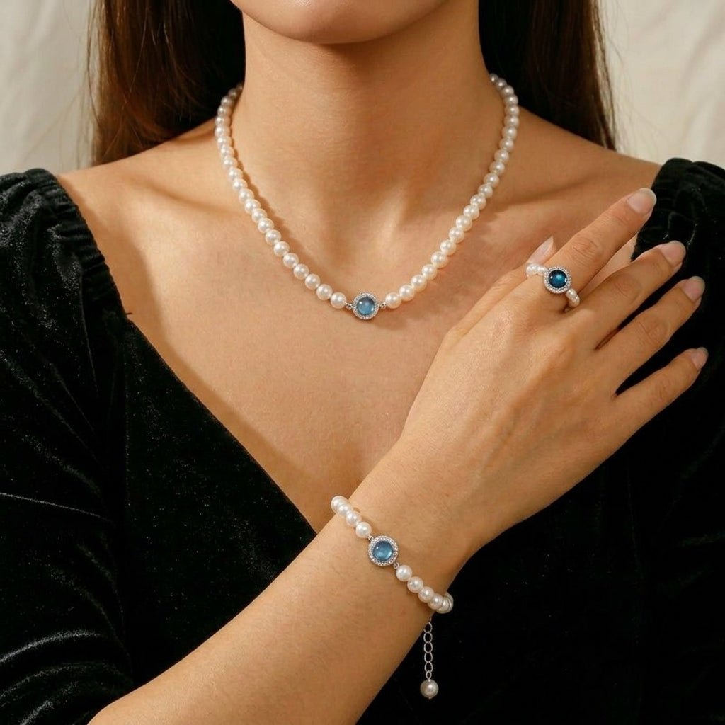 Collier Perle Aigue Marine Argent 925 – Bijou Harmonie Océanique - Biloria