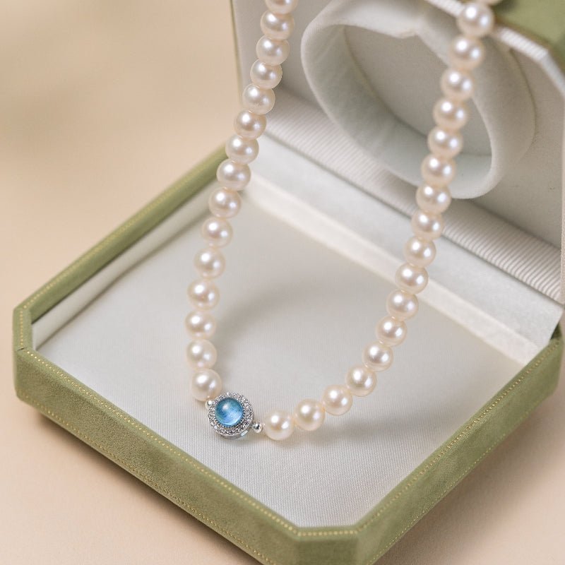 Collier Perle Aigue Marine Argent 925 – Bijou Harmonie Océanique - Biloria
