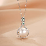 Collier Perle Blanche et Zircon en Argent 925 - Cadeau Féminin - Biloria
